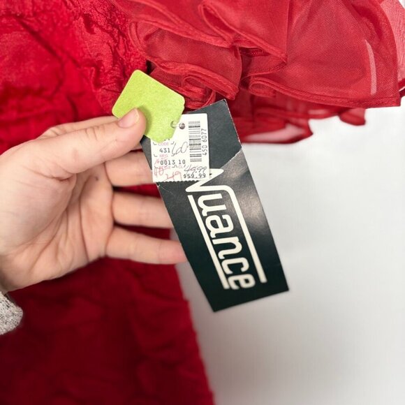 Vintage NWT Deadstock Red 80's Ruffle Sleeve Bodycon Mini Dress Size: 13 - Picture 6 of 10